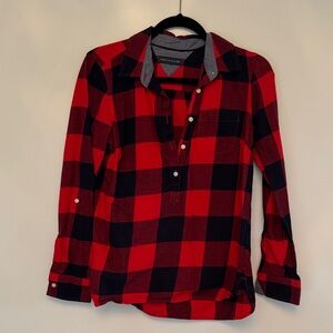 Tommy Hilfiger Red and Black Plaid Women's Top